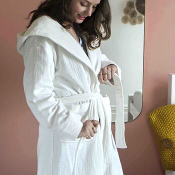 Personalised Message Long White Robe Dressing Gown Gift, 4 of 5