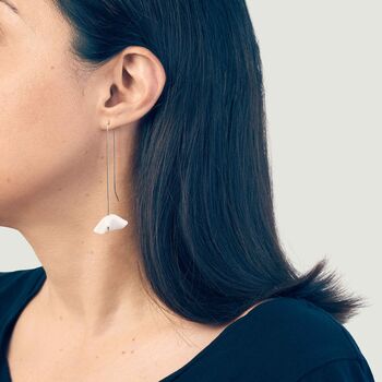 Hana Minimalist Earrings In White, 3 of 4