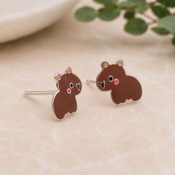 Sterling Silver Capybara Stud Earrings, 3 of 7