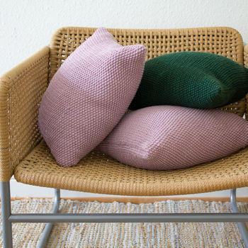 Blush Pink Seed Stitch Hand Knit Cushion, 4 of 4