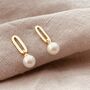18ct Gold Plated Chain Link Pearl Earrings, thumbnail 1 of 6