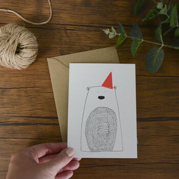 Illustrated Christmas Bear Card, 2 of 4