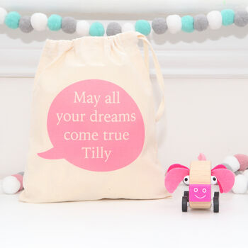 Wooden Pink Pig Toy With Personalised Bag, 2 of 4