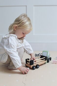 Personalised Wooden Farm Tractor Toy With Trailer And Animals, 11 of 12