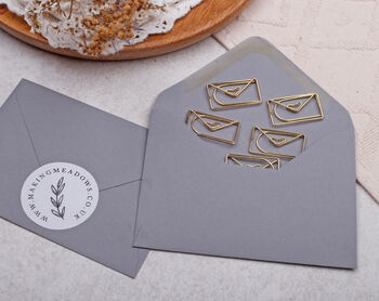 Gold Paper Clips Envelope Shaped, Metal Paperclip For Wedding Or Office Stationery, 2 of 2