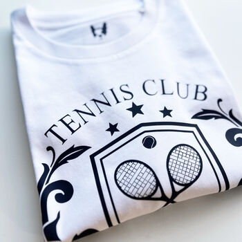 Tennis Club, Unisex, Organic T Shirt, 4 of 12