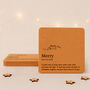 Set Of Six 'Merry' Cork Coasters | Homeware | Tableware | Festive, thumbnail 2 of 3