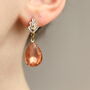 Rose Peach Art Deco Drop Earrings, thumbnail 1 of 6