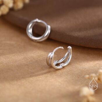 Sterling Silver Double Hoop Effect Earrings, 8 of 12