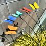 Set Of Five Coloured Butterfly Garden Stakes – Outdoor Metal Art – Vibrant Powder Coated Butterflies On Black Poles, thumbnail 6 of 7