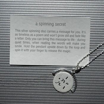 I Love You Sterling Silver Spinning Disc Necklace, 2 of 3