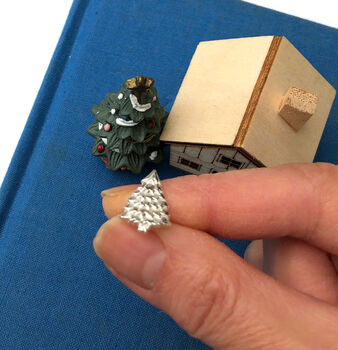 Festive Sterling Silver Christmas Tree Pin Brooch, 8 of 11