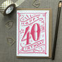 40th Birthday 40th Card Pink Chalk, thumbnail 1 of 2