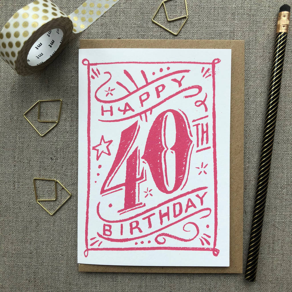 40th Birthday 40th Card Pink Chalk By Have a Gander