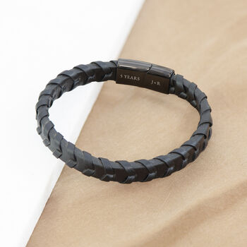 Personalised Men's Leather Chevron Bracelet, 4 of 7