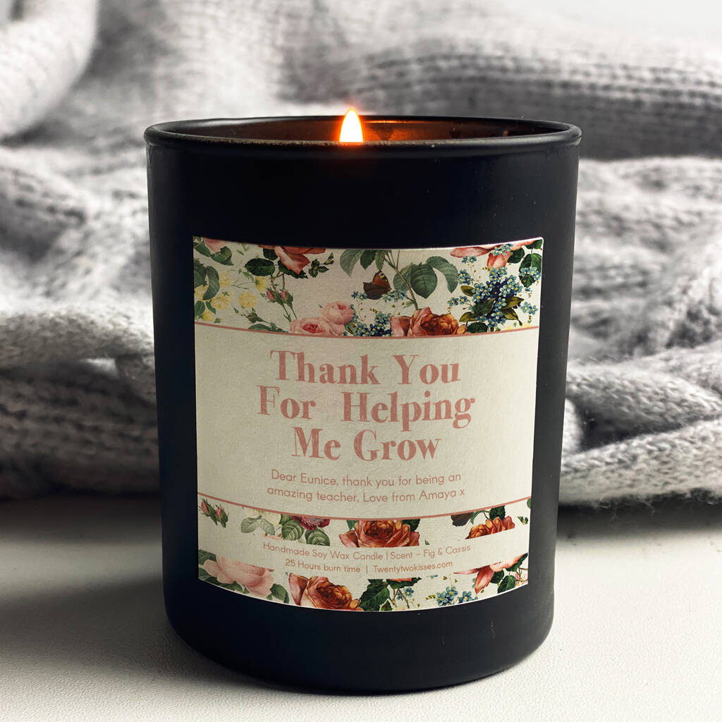 Teachers Gift Satin Rose Black Candle By TwentyTwoKisses