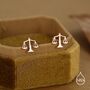 Sterling Silver Libra Scales Stud Earrings, thumbnail 2 of 12