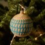 Ice Blue Christmas Baubles Pack Of Three, thumbnail 1 of 6