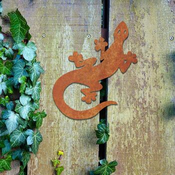Garden Wall Sculpture Metal Gecko Lizard Art, 8 of 10