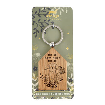 'Home Paw Fect Home' Dog House Shaped Keyring, 2 of 3