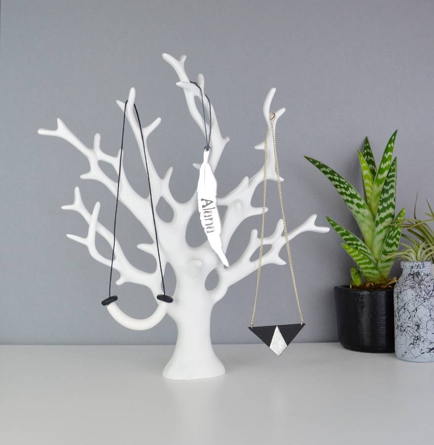 personalised white coral jewellery stand by not a ...
