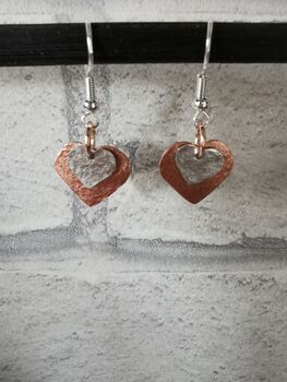 Handmade Copper Aluminium Heart Dangle Earrings, 6 of 7