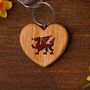 No Place Like Wales 'Welsh Dragon' Oak Heart Keyring | House Keys | Novelty, thumbnail 1 of 2
