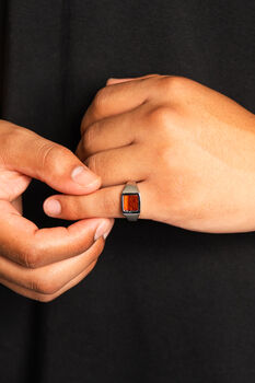 Men's Red Tigers Eye Gold Signet Ring For Men, 11 of 12