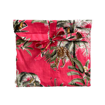 Giraffe And Leopard Print 100% Cotton Ladies Pyjamas In Pink, 3 of 3