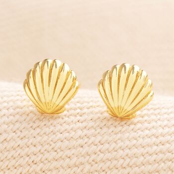 Sterling Silver Shell Stud Earrings, 2 of 6