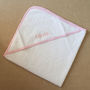 Personalised Baby Hooded Towel Edged In Pink Gingham, thumbnail 6 of 7