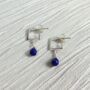 Square Earrings With Gem Stone Drop, thumbnail 8 of 9