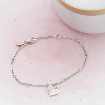 Personalised Heart Charm Bracelet In Silver, 3 of 5