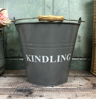 Kindling Wood Bucket In French Grey, 3 of 4