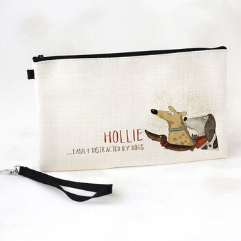 Easily Distracted By Dogs Personalised Zipper Bag, 2 of 4