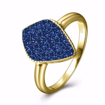 Blue Druzy Crystal Teardrop 18k Gold Plated Ring, 2 of 6
