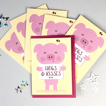 Six 'Hogs And Kisses' Pig Thank You Cards, 2 of 3