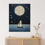 Sailing Into The Moonlight Striking Sea Wall Art Print, thumbnail 1 of 6