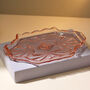 Vintage Art Deco Mid Century Curved Glass Tray Pink, thumbnail 1 of 3