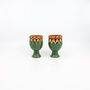 Pair Of Ceramic Wine Goblets In Forest Green Colour, thumbnail 3 of 6