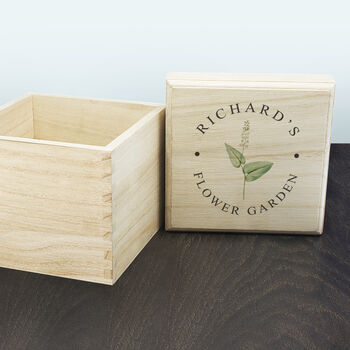 Personalised Gardener's Stylish Floral Wooden Seed Box, 3 of 3