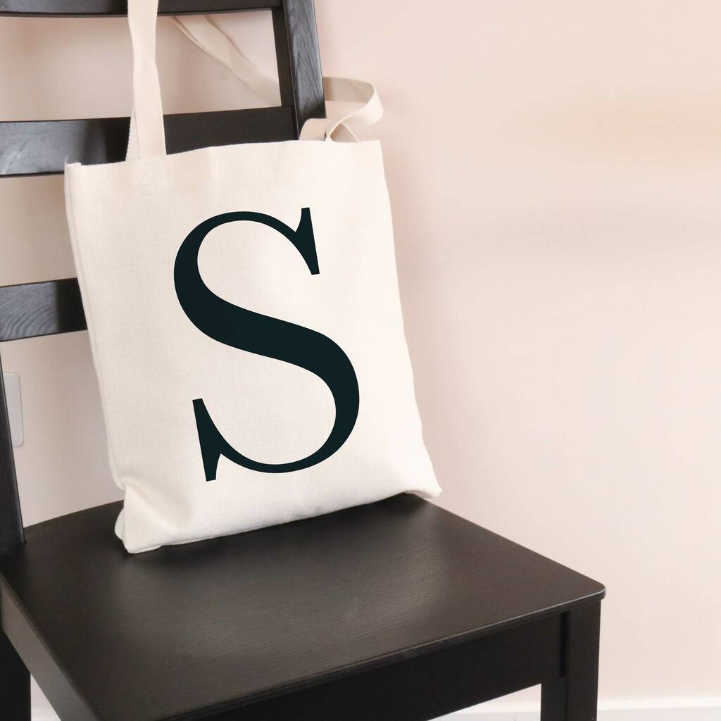 personalised initial tote bag