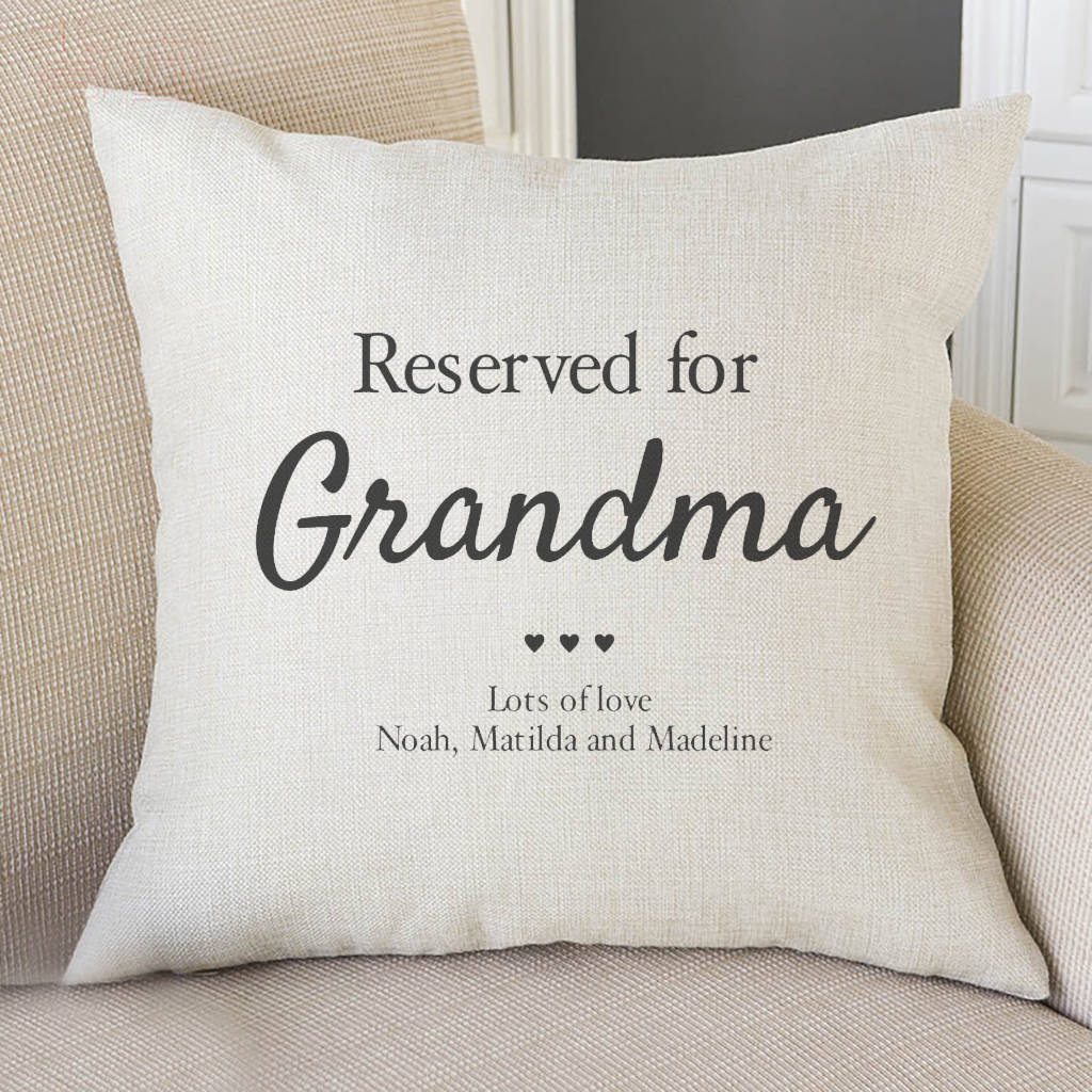 Reserved For Grandma Personalised Cushion Cover By Sarah Joy Frost