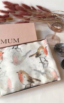 Personalised Robin Print Scarf In A Gift Box, 5 of 6