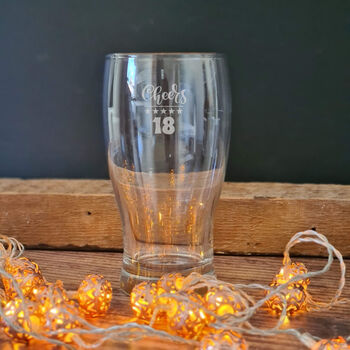 Personalised 18th Birthday Gift Pint Glass, 7 of 11