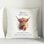 Personalised Highland Cow Favourite Place Cushion, thumbnail 2 of 2