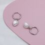 Sterling Silver Irregular Shaped Baroque Pearl Dangle Hoop Earrings, thumbnail 2 of 12