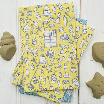 Linen Tea Towel Beach Design, 3 of 6