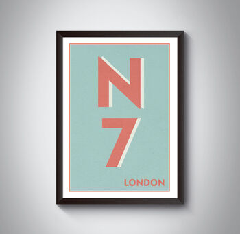 N7 Holloway, Islington London Postcode Art Print, 6 of 10