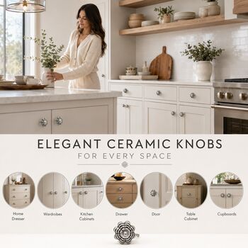 Monochrome Bloom Round Ceramic Knob, 8 of 9